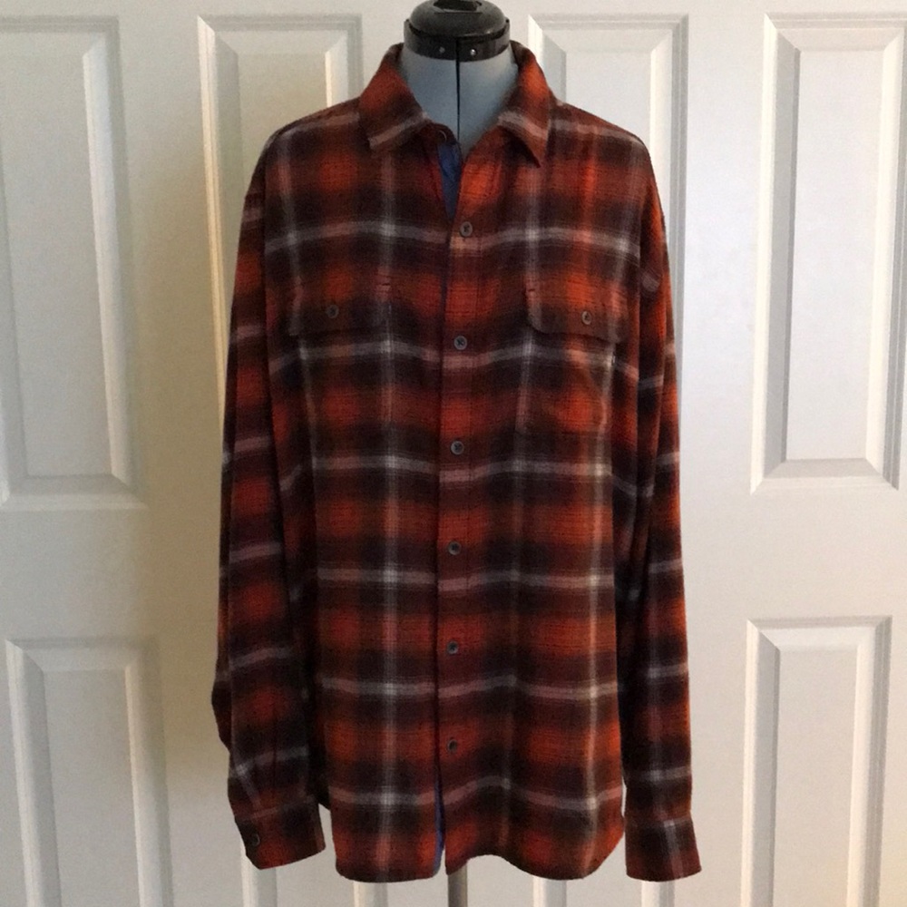 Marmot Plaid Flannel Shirt Rust Red White & Black Size XL Men’s